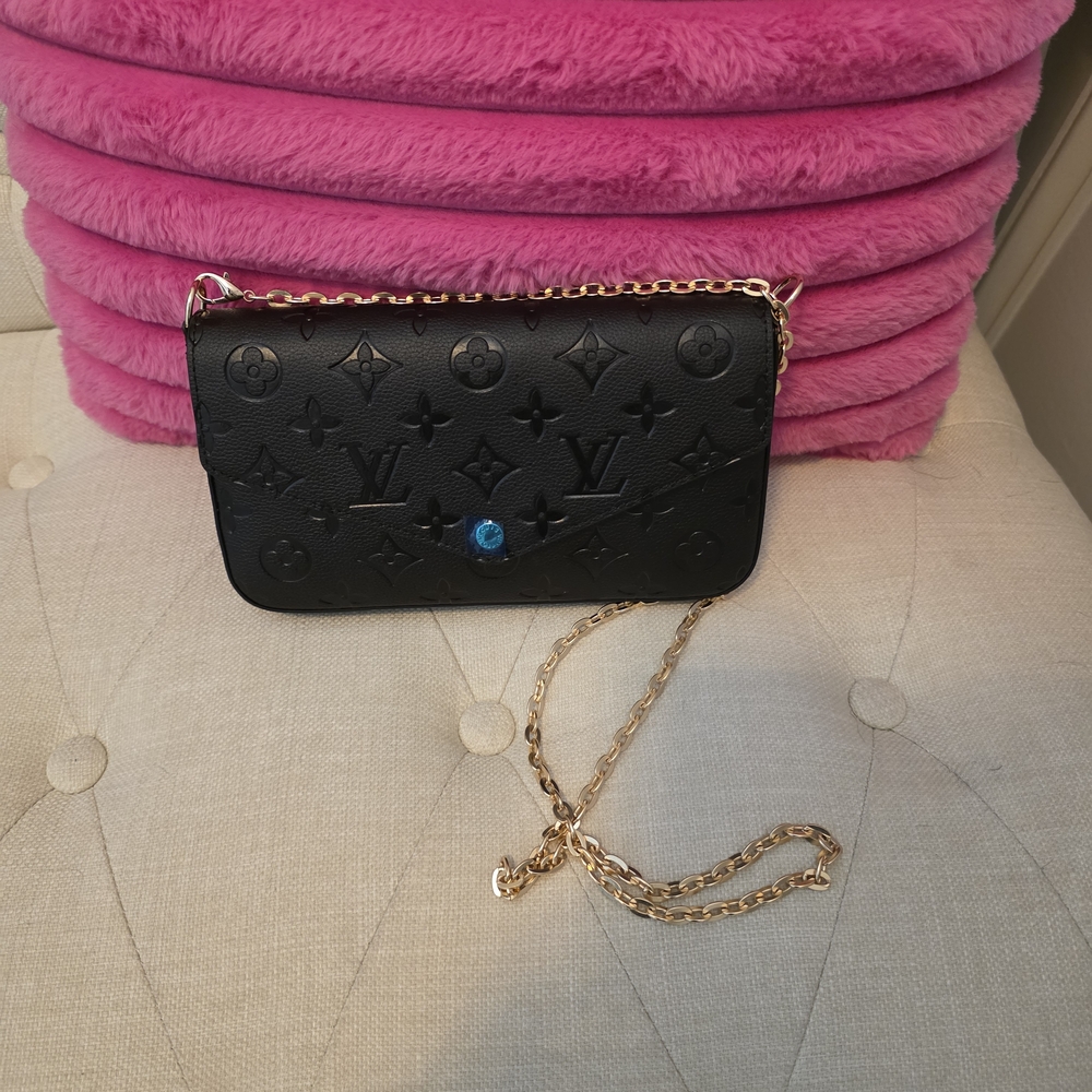 Elegant Black Clutch with Gold Chain
